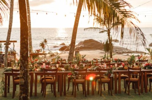 Beach wedding in the fall