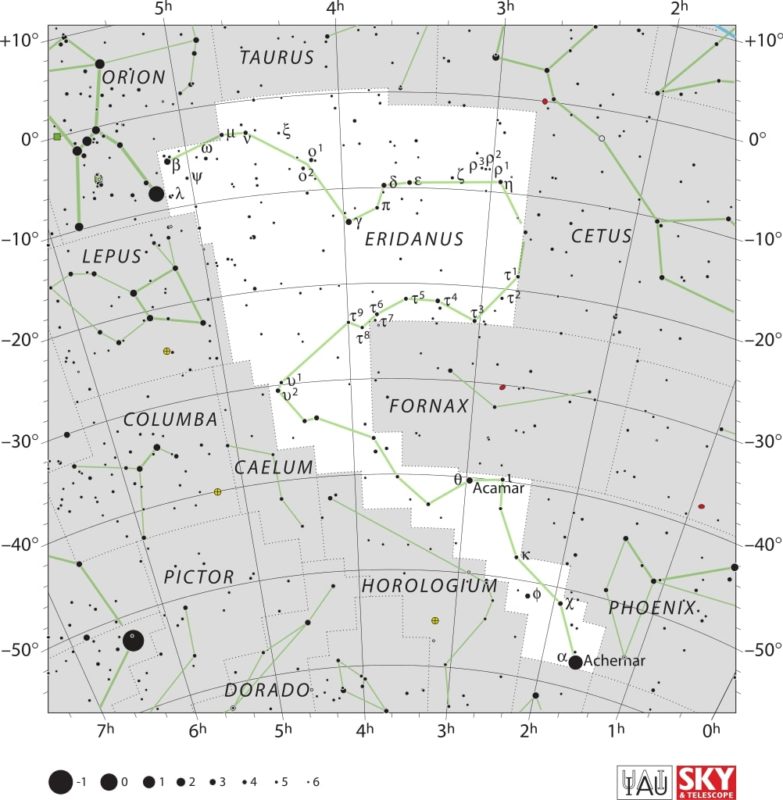 Eridanus Constellation Map IAU Scaled