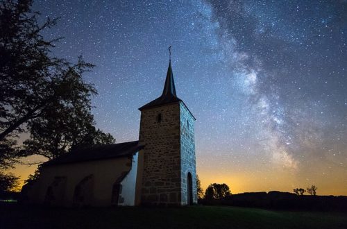 Savault Chapel In A Clear Starry Night, In Ouroux En Morvan, Bourgogne, France