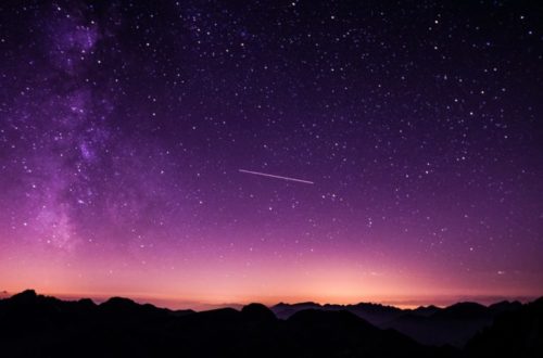 Shooting Star During Nighttime With Purple Sky