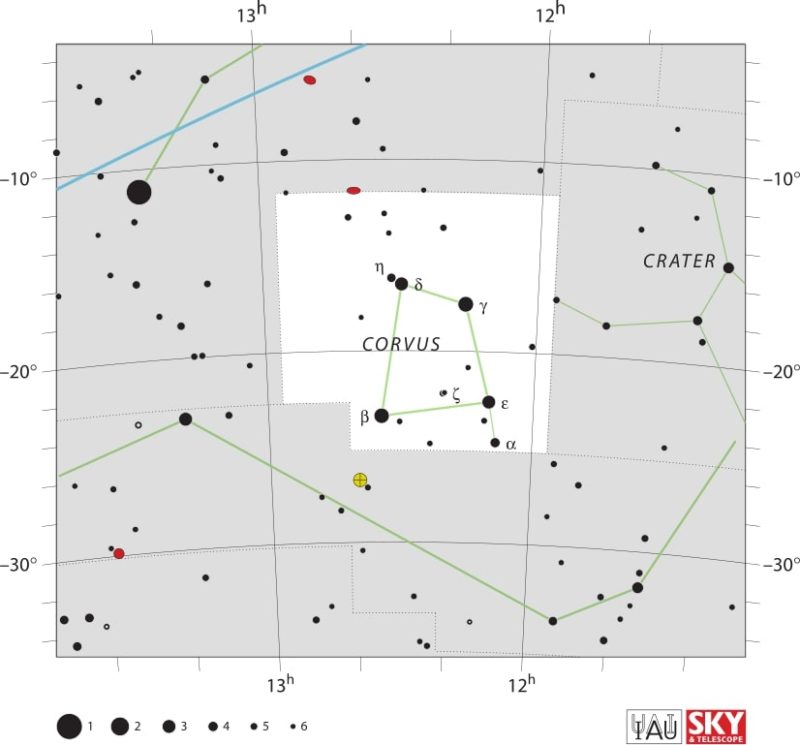 Corvus Constellation Map IAU