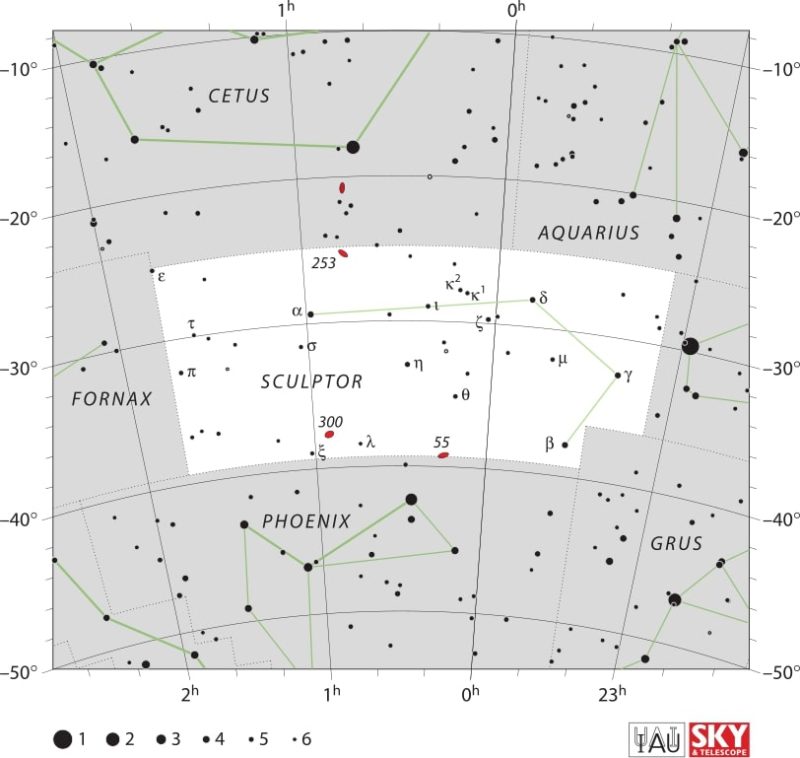 Sculptor Constellation Map IAU