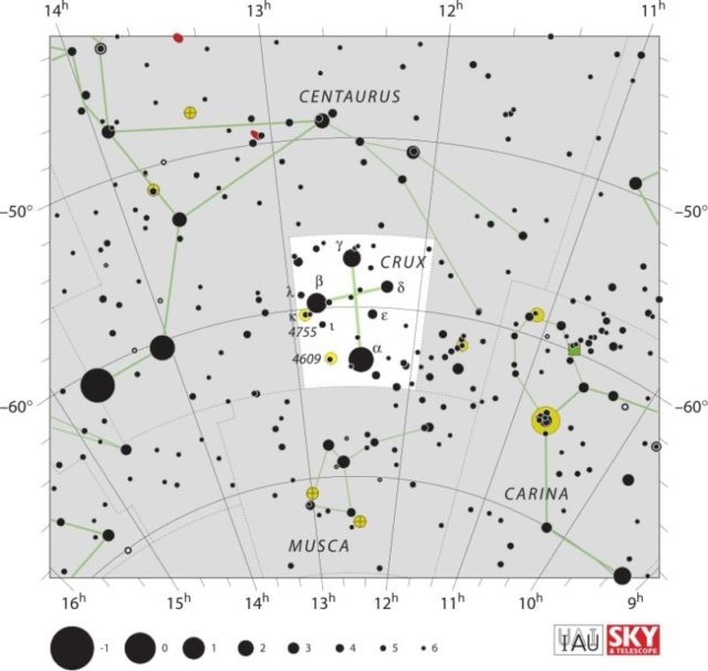 Stargazing Calendar For April 2026 Crux Map IAU 640x606 