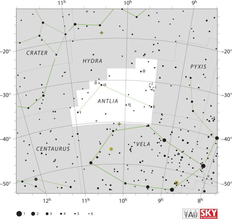 Antlia Constellation Map IAU