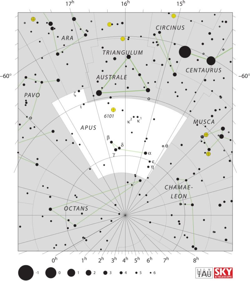 Apus Constellation Map IAU