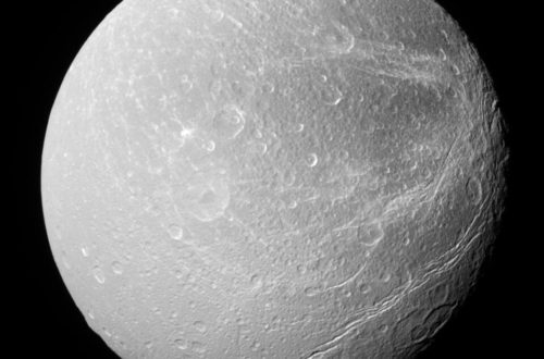 Dione Moon Of Saturn By Cassini Orbiter