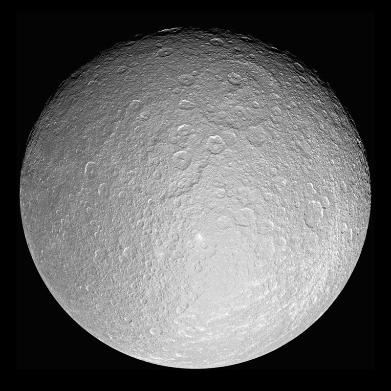 Rhea Moon Of Saturn By Cassini Orbiter