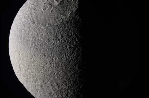 Tethys Moon Of Saturn By Cassini Orbiter