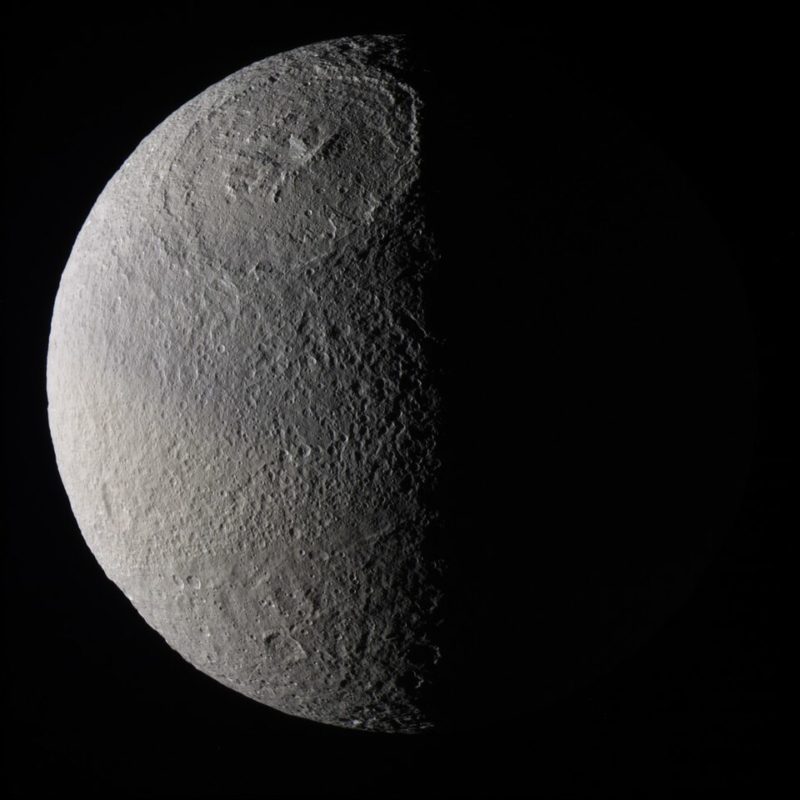 Tethys Moon Of Saturn By Cassini Orbiter