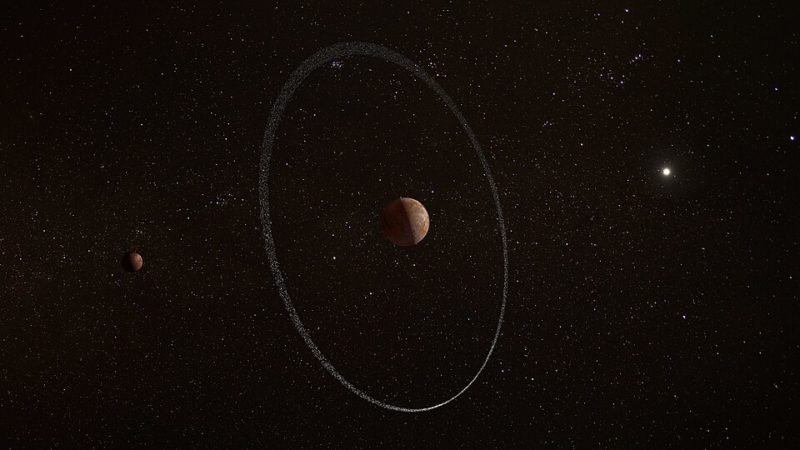 Artist Impression Of Quaoar With Ring And Moon Weywot