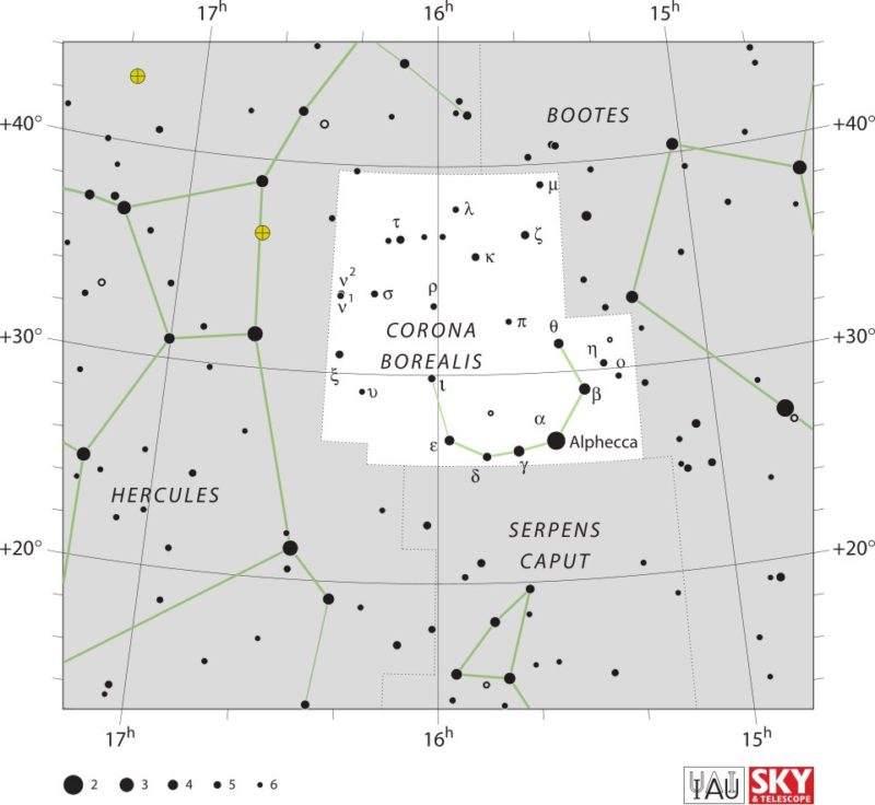 Corona Borealis Constellation Map Iau