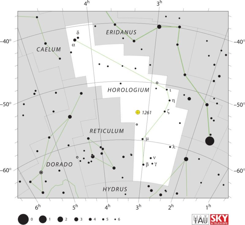 Horologium Constellation Map Iau