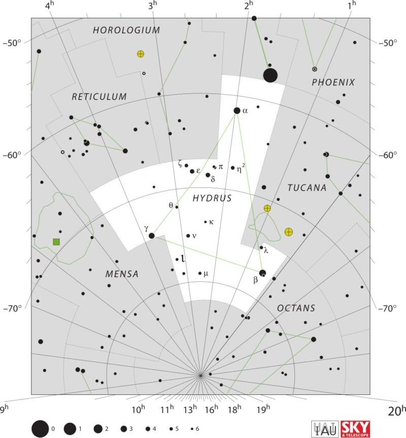Hydrus Constellation Map Iau